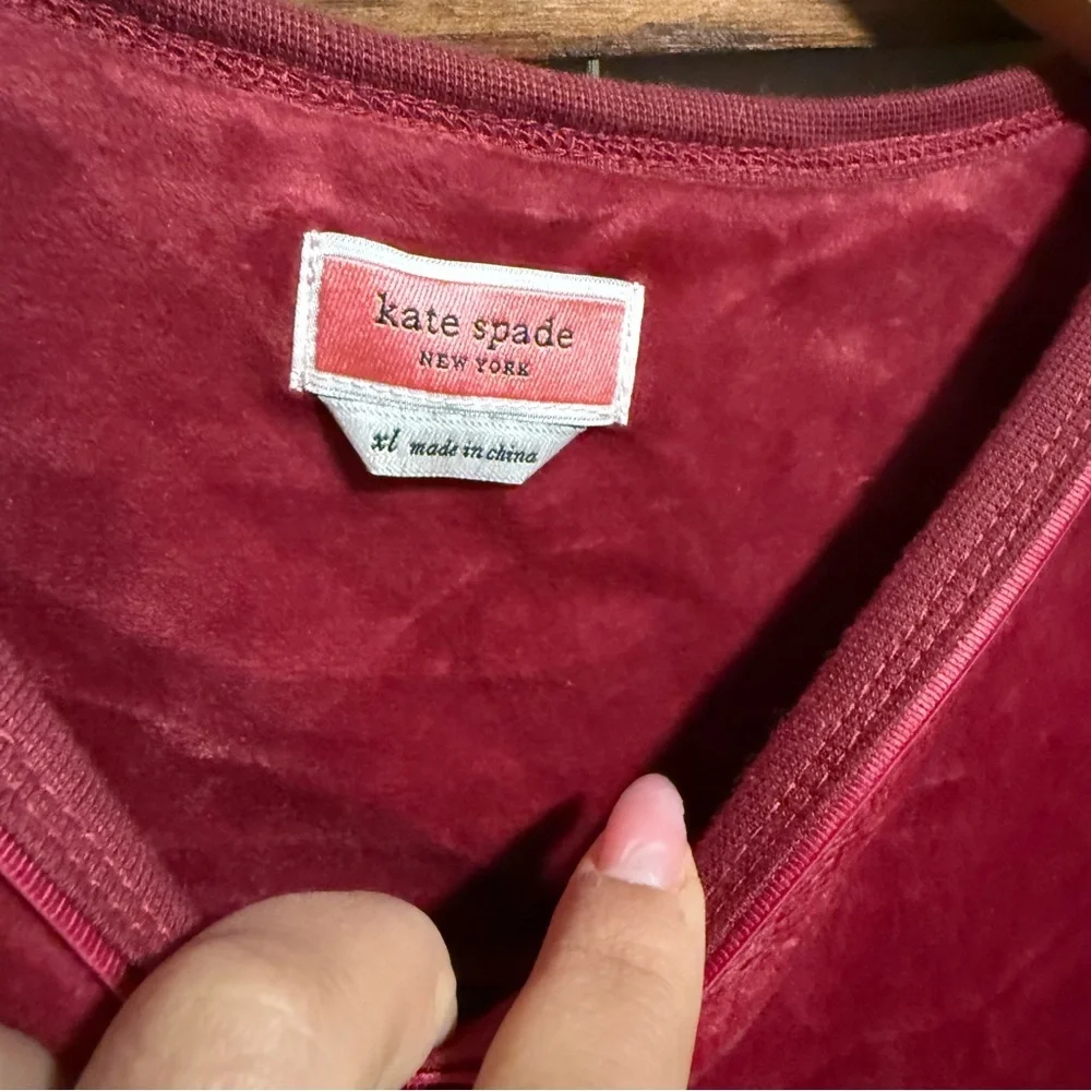 Kate Spade Velour “Sparkle & Shine” Pajama Jogger Set Pink Burgundy- Size XL